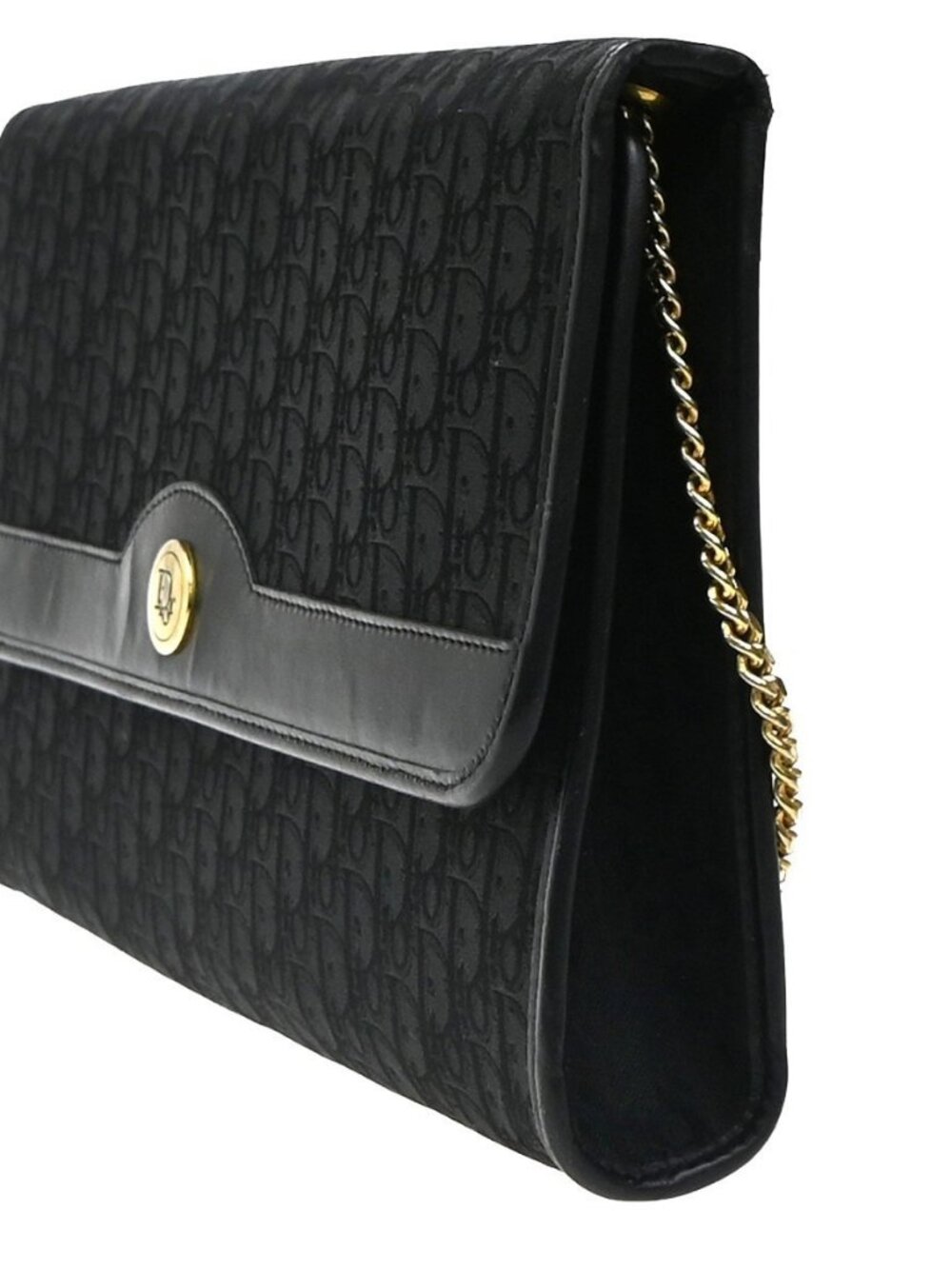 CHRISTIAN DIOR Trotter Pattern 2way Clutch Hand Bag Canvas Leather Black 38KC787 - Picture 2 of 15